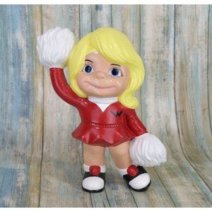 Atlantic Mold RARE Blonde Red Cheerleader Figurine Vintage 70's Ceramic Mold KIM